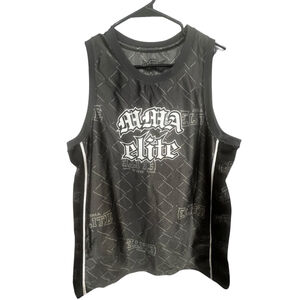 MMA Elite Black Graphic Mesh Athletic Sleeveless Workout Tank Top